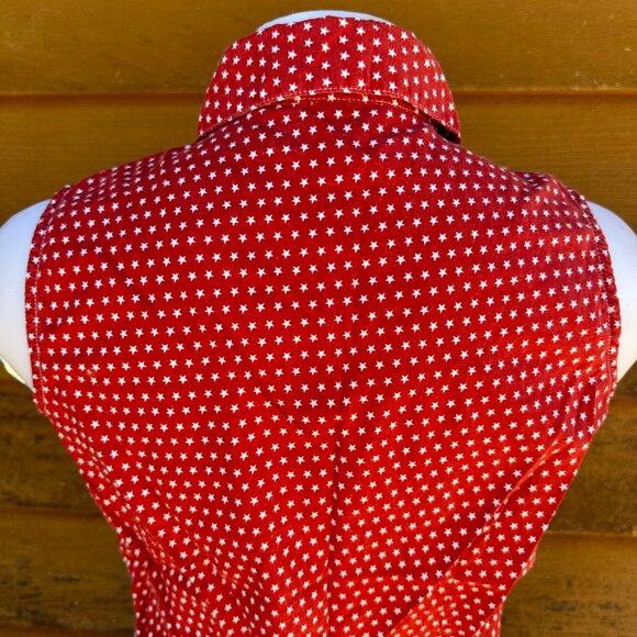 Vintage Cabin Creek Red White & Blue Patchwork Button Down Tank Top Women's Shir - Picture 7 of 8